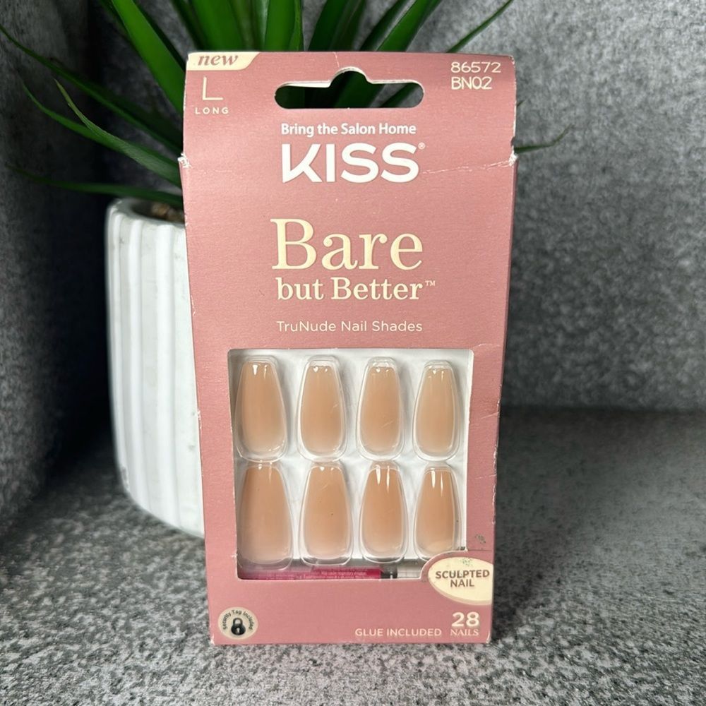Kiss ‘Bare But Better’ Press On Nails , Natural, Long Manicure Set